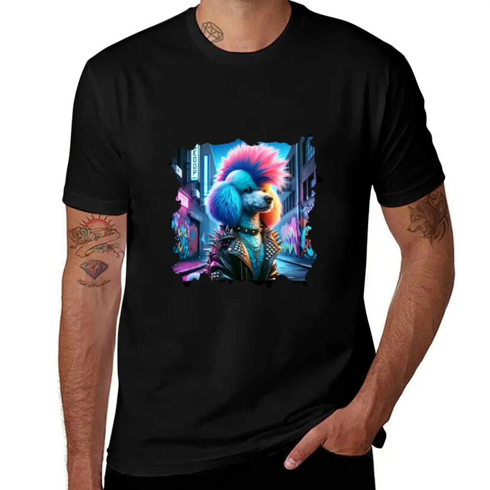 Punk Poodle T-Shirt Utility Work Short Sleeve Top T-Shirt