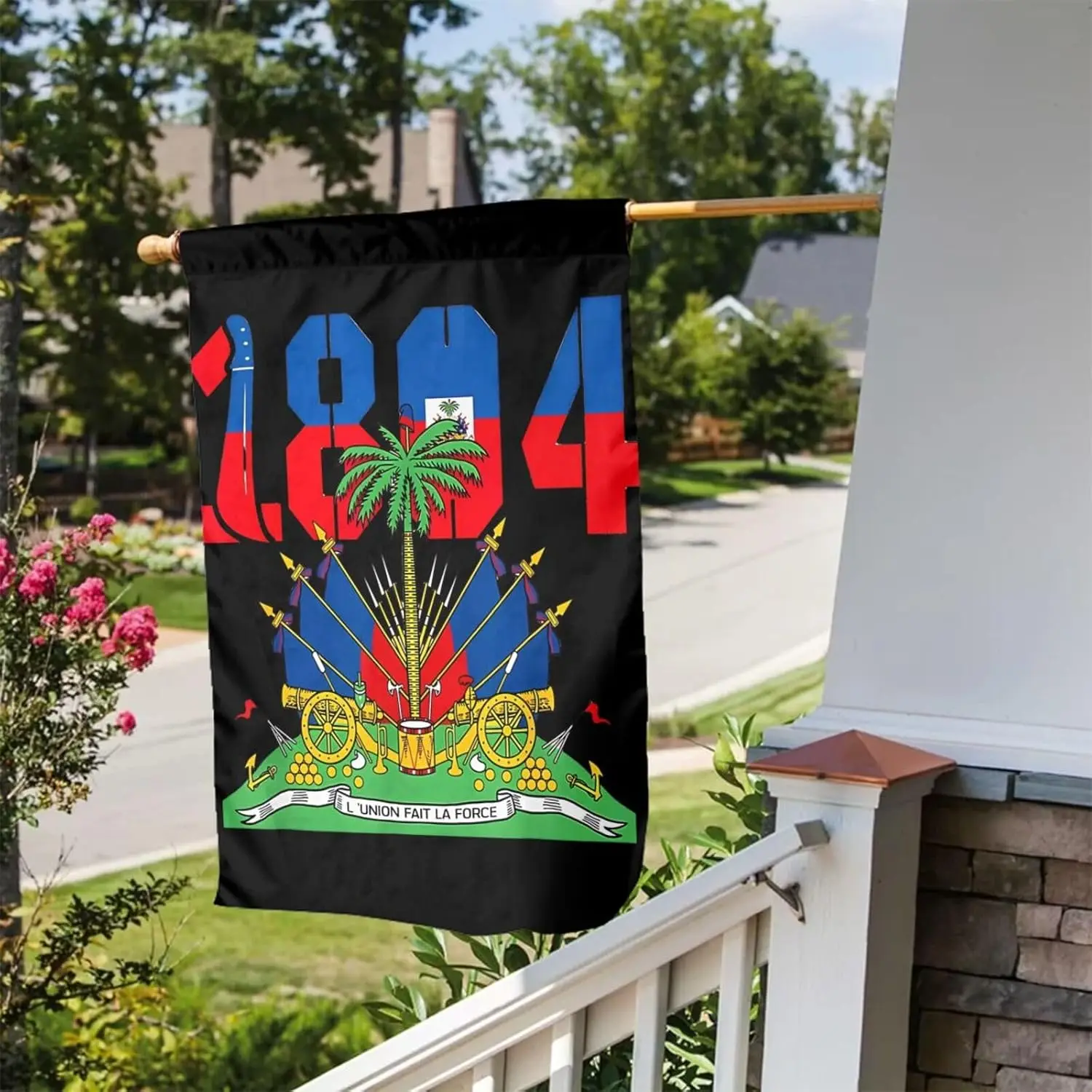 Happy Haitian Flag Day 1804 12 x 18 Inch Garden Flags Double Sided Seasonal Holiday Banner for Outdoor Yard Porch Farmhouse  MMZ