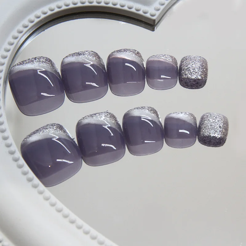 24 قطعة من أظافر عين القطة المغناطيسية الفاخرة مع حلقة ماسية مقاومة للغبار، شكل مربع للنساء والفتيات