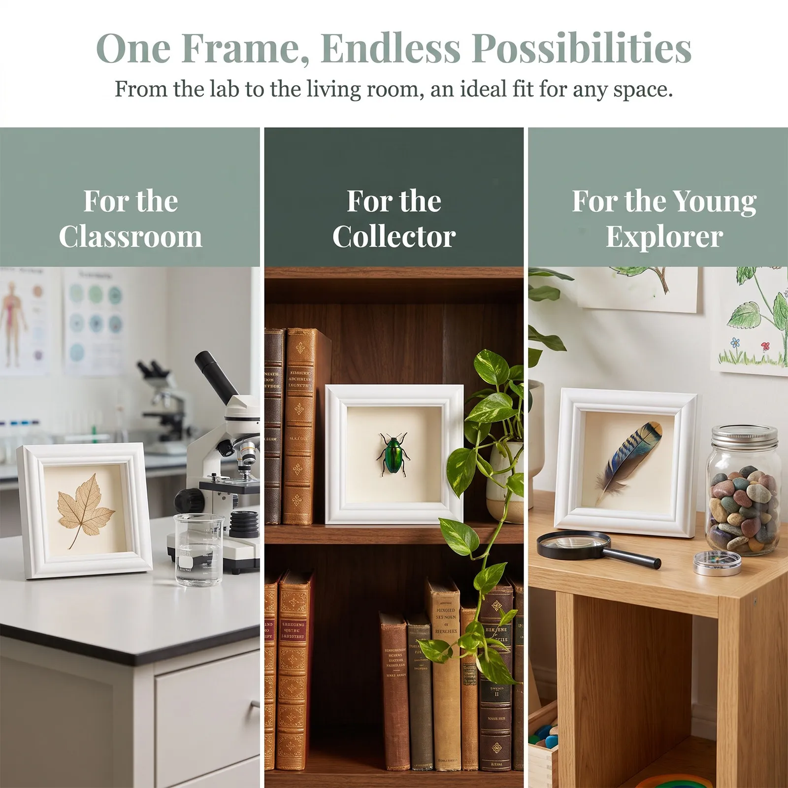 Insect Display Case Clear Window Specimen Box 5x5 Inch Shadow Box Frame for Butterfly Dragonfly Collection Table Decor