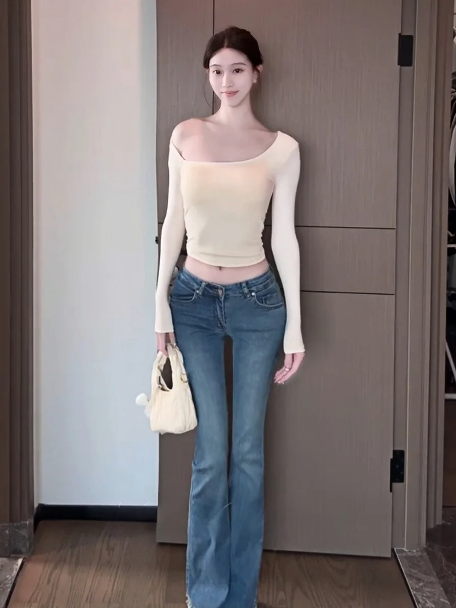 

Low Waist Slim Fit Women's Jeans Bootcut Pants Cotton Stretch Denim Casual Sle Invisible Plump Hip Pants Faionable Tummy ...