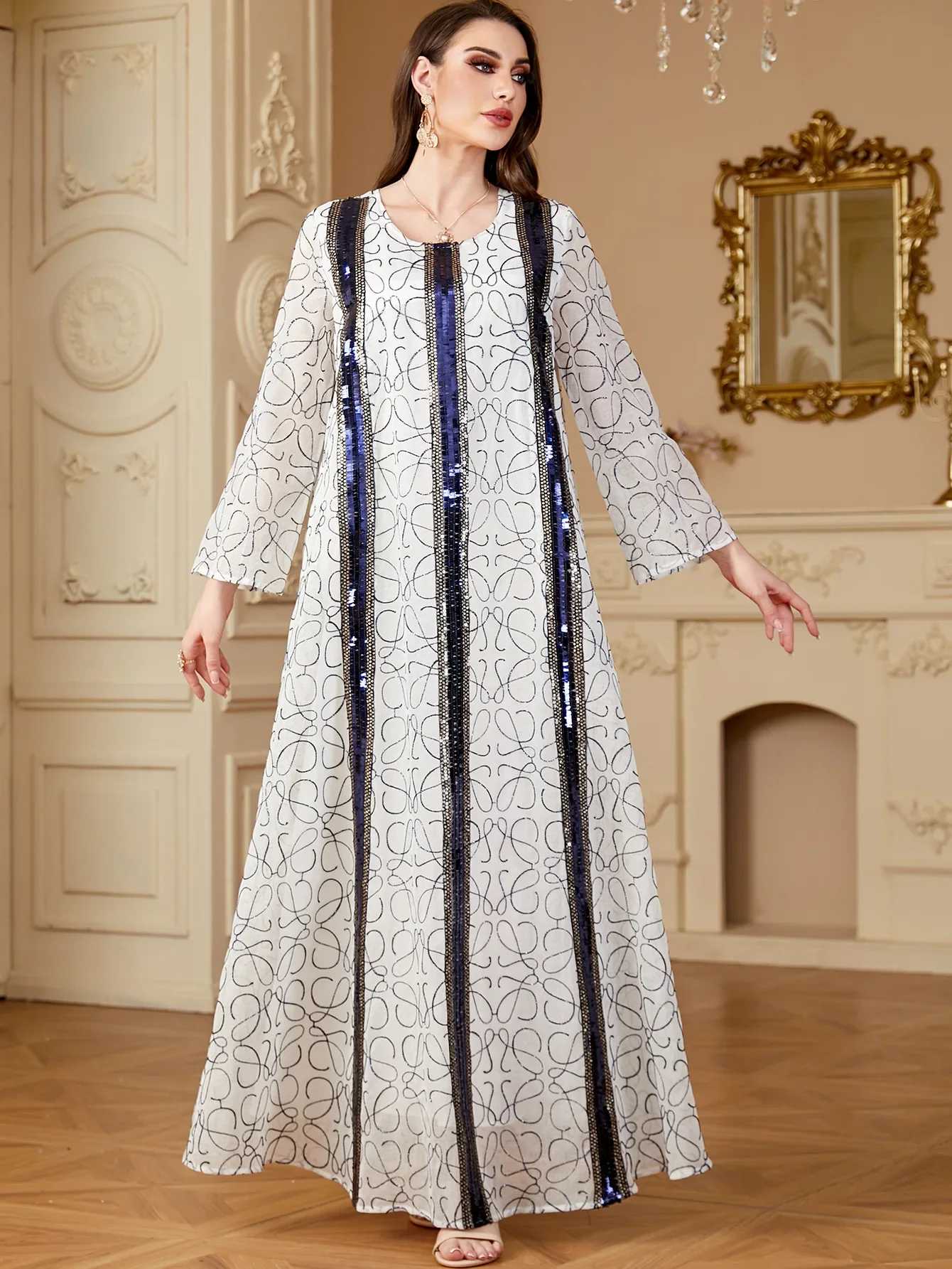 Eid Muslim Sequins Dress for Women 2025 Ramadan Jalabiya Party Long Dresses Long Robe Morocco Dubai Abaya Kaftan Vestidos Largos