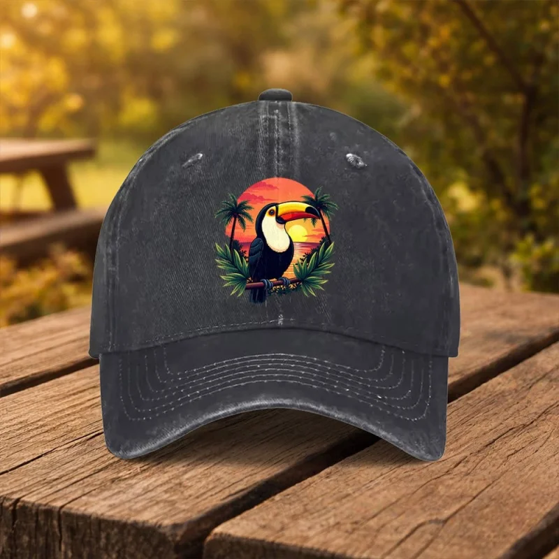 Tropical Toucan Sunset Print Baseball Cap Unisex Duckbill Hat for Outdoor Sports Fitness Travel