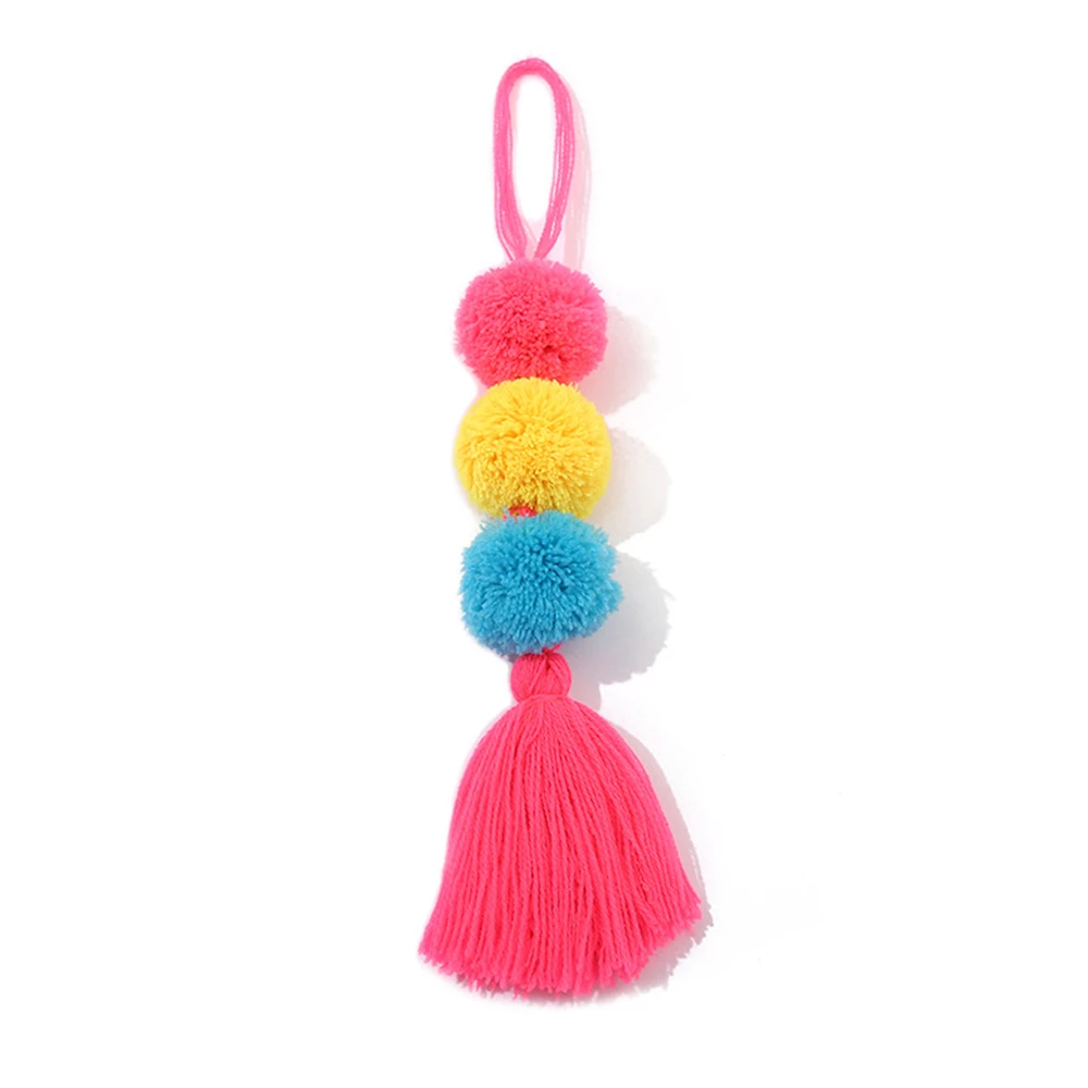 Creative Cashmere Pompom Keychain Fashion Colorful Plush Ball Keyrings With Tassel Women Bag Pendant Ornament Jewelry Gifts