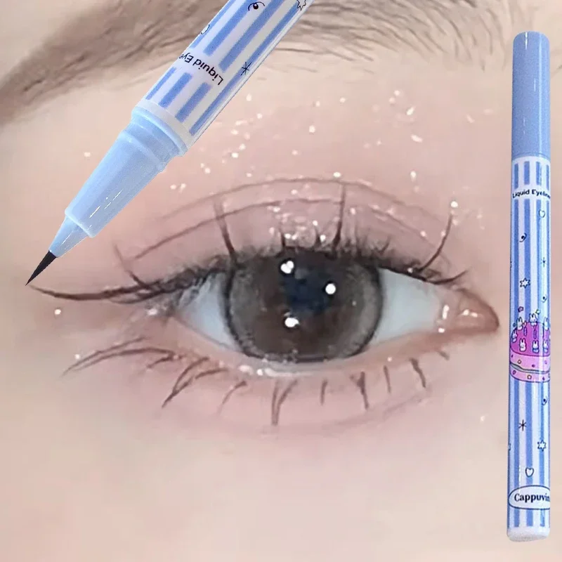 Waterdichte Sneldroge Vloeibare Eyeliner Pen Ultrafijn Zwart Bruin Roze Blijvende Zijderupsen Eyeliner Potlood Schoonheid Ogen Make-Up