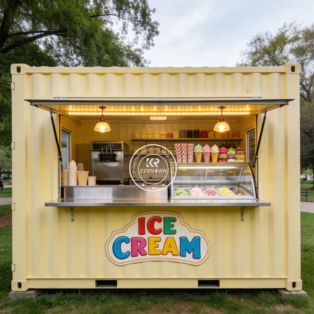 Luxury European Style Modular Container House Prefabricated Home And Kitchen Cabinet Steel Material Coffee Kiosk For Shop Use