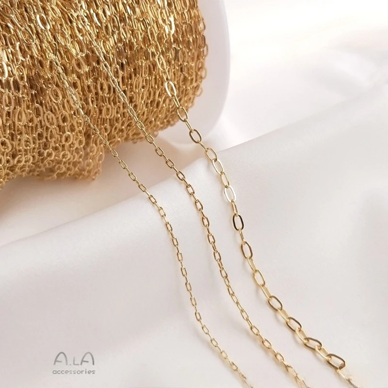 14k Gold Color Rectangular O-chain Thin Chain DIY Earrings Bracelet Necklace Material Accessories Loose Chain