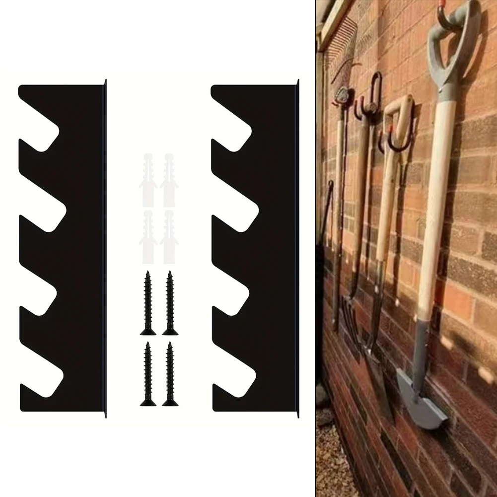 壁掛けガレージツールオーガナイザー、大容量収納スペース、シャベルや熊手用のガーデン用品ホルダー