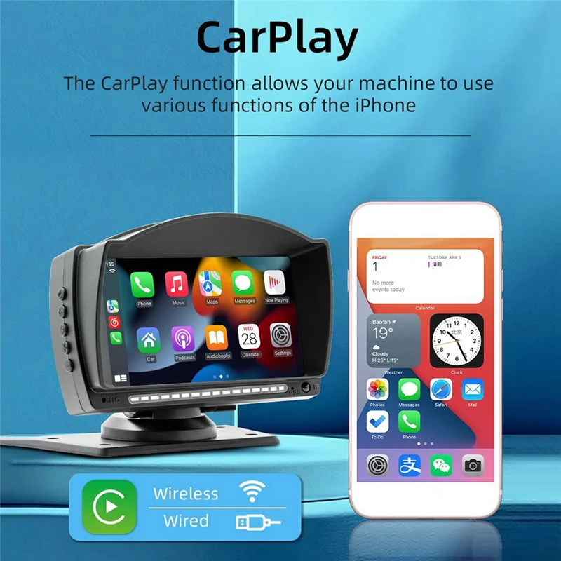 Pop 4.7Inch Car Touch IPS Screen Wireless Carplay Android Auto Car Portable Radio Bluetooth MP5 Multimedia Host Durable Black
