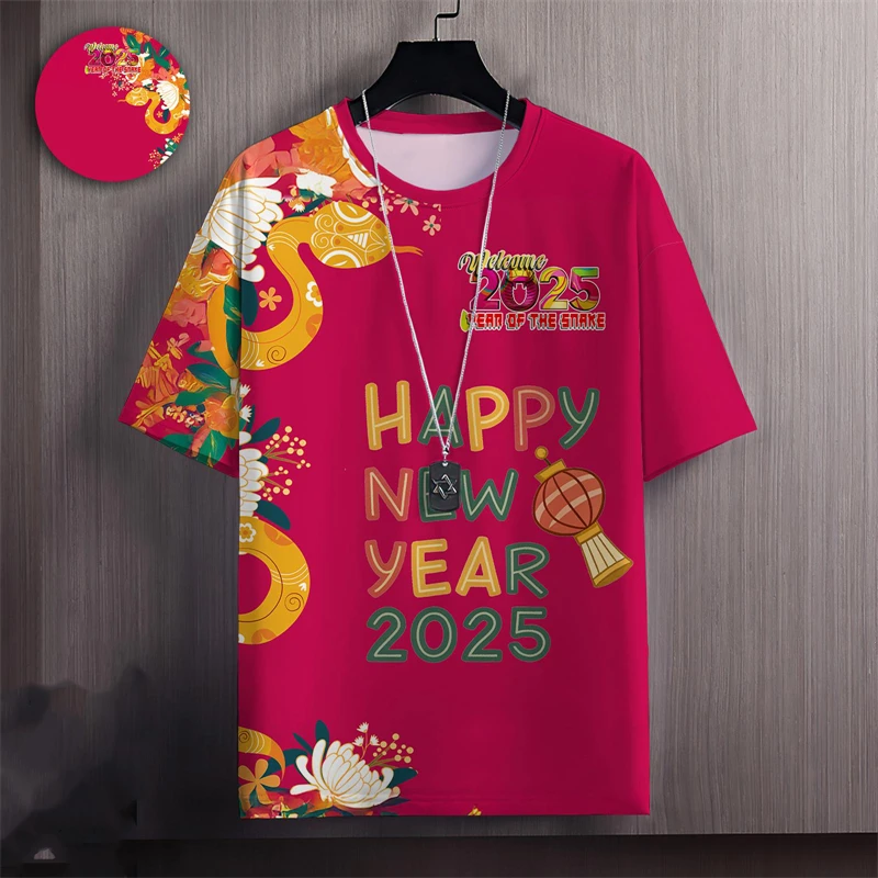 2025 Chinese New Year Snake T-shirt Kid Men Cool Dragon Graphic T Shirts 3d Digital Printing Fashion Trend Festival Gift Tee Top