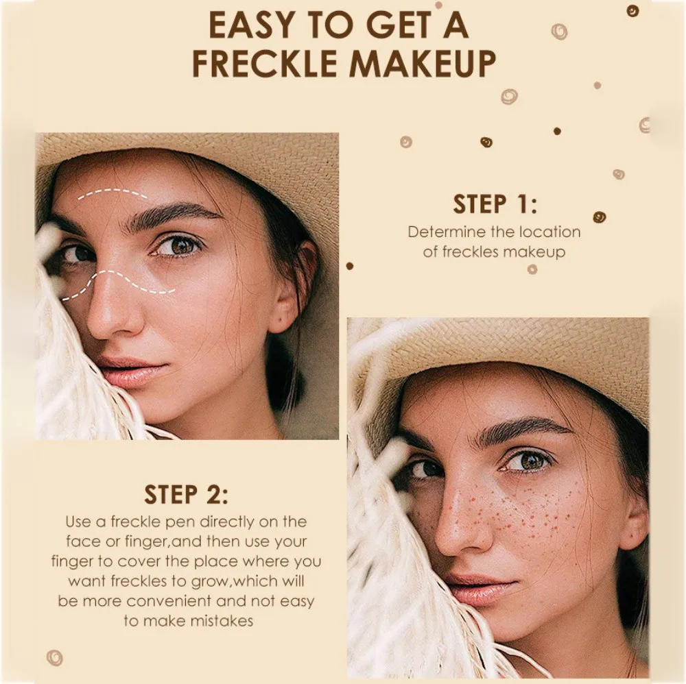 Penna con sigillo per lentiggini liquide a 2 colori, punta per lentiggini, simulazione naturale, penna a pois a cerchio finto, trucco impermeabile a lunga durata