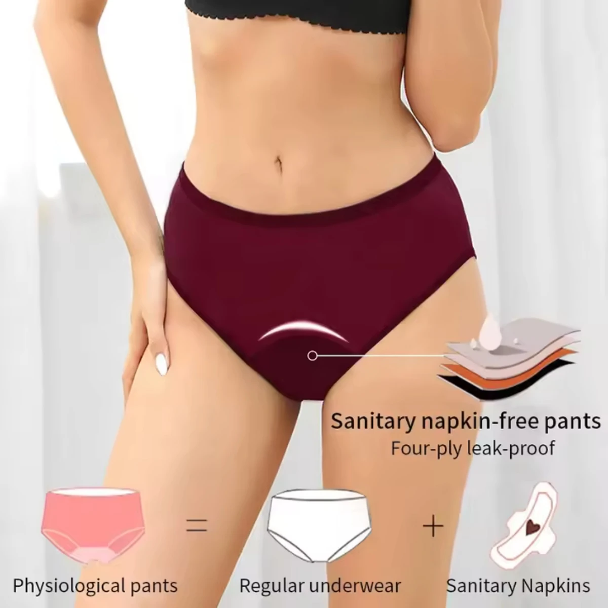 Leakproof Mid-Rise Breathable Women Menstural Period Panties Incontinence Underwear Super Absorption Briefs Female Dropshipping - Image 2