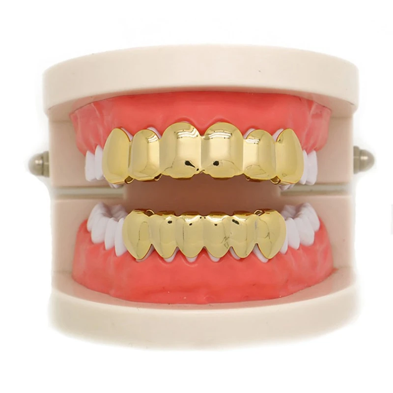 Halloween Jewelry Smooth Face Cutout Fangs Hip Hop Braces for Men Women with The Same Gillz 18K Electroplated Copper Gold Teeth