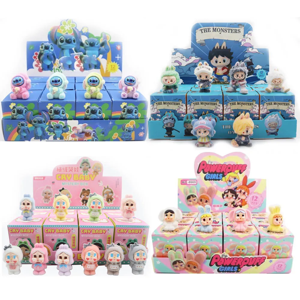 

12Pcs/Set Blind Box Anime Stitch CapyBara Stitch Figure Cartoon Dolls Model Doll Toy For Children's Gift