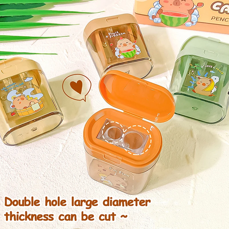 

Точилка для карандашей с двойным отверстием Capybara, портативная креативная мини-ручная точилка для карандашей, студенческие канцелярские принадлежности, подарки