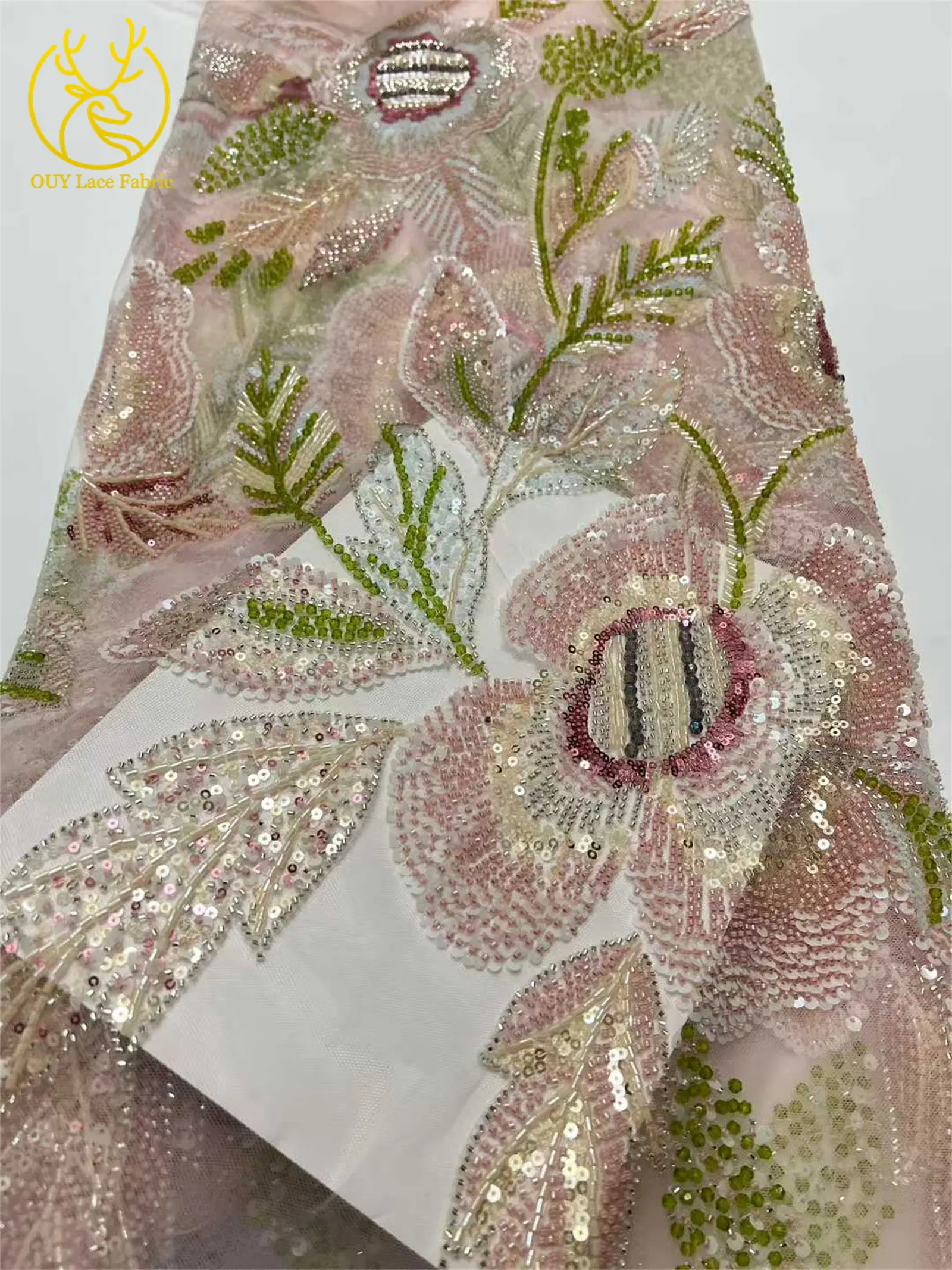 Eleganter Hochwertiger Afrikanischer Spitzenstoff 2026 Königlich Bestickte Französische Pailletten-Spitze für Damenkleider Hochzeitskleidung Näharbeiten – Detail 4