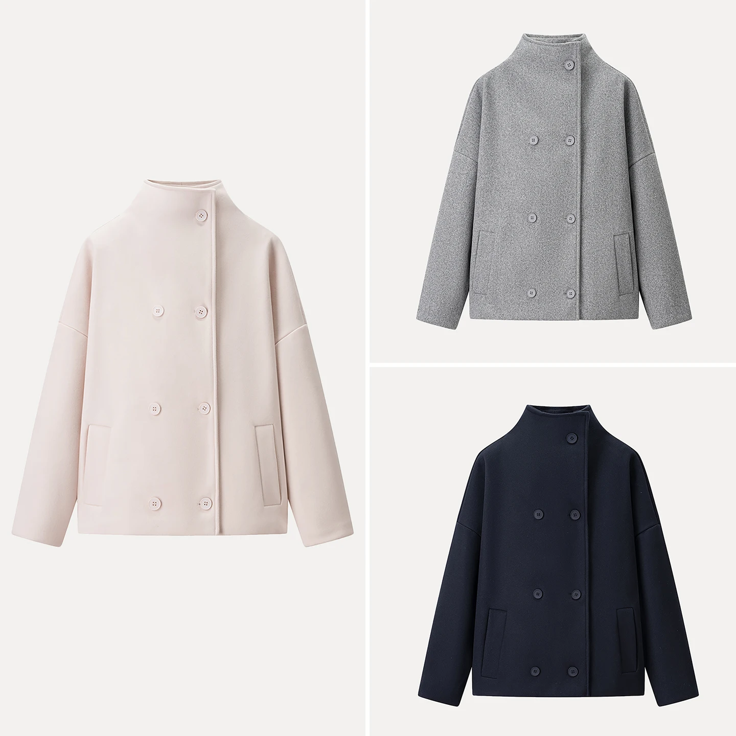 

Faionable двубортное простое женское пальто, осень 2024, Новое поступление, универсальная верхняя одежда, повседневное пальто для настроения