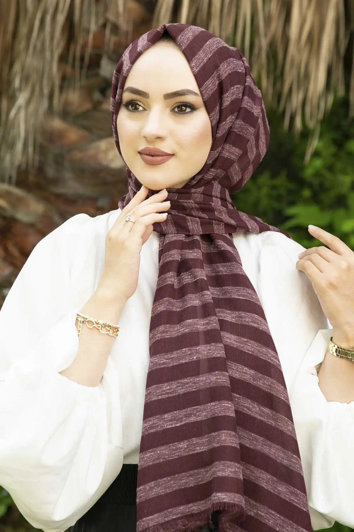 Cotton Nope Shawl E-Burgundy Winter Autumn 2021 Muslim Women Hijab headscarf Islamic Turkey