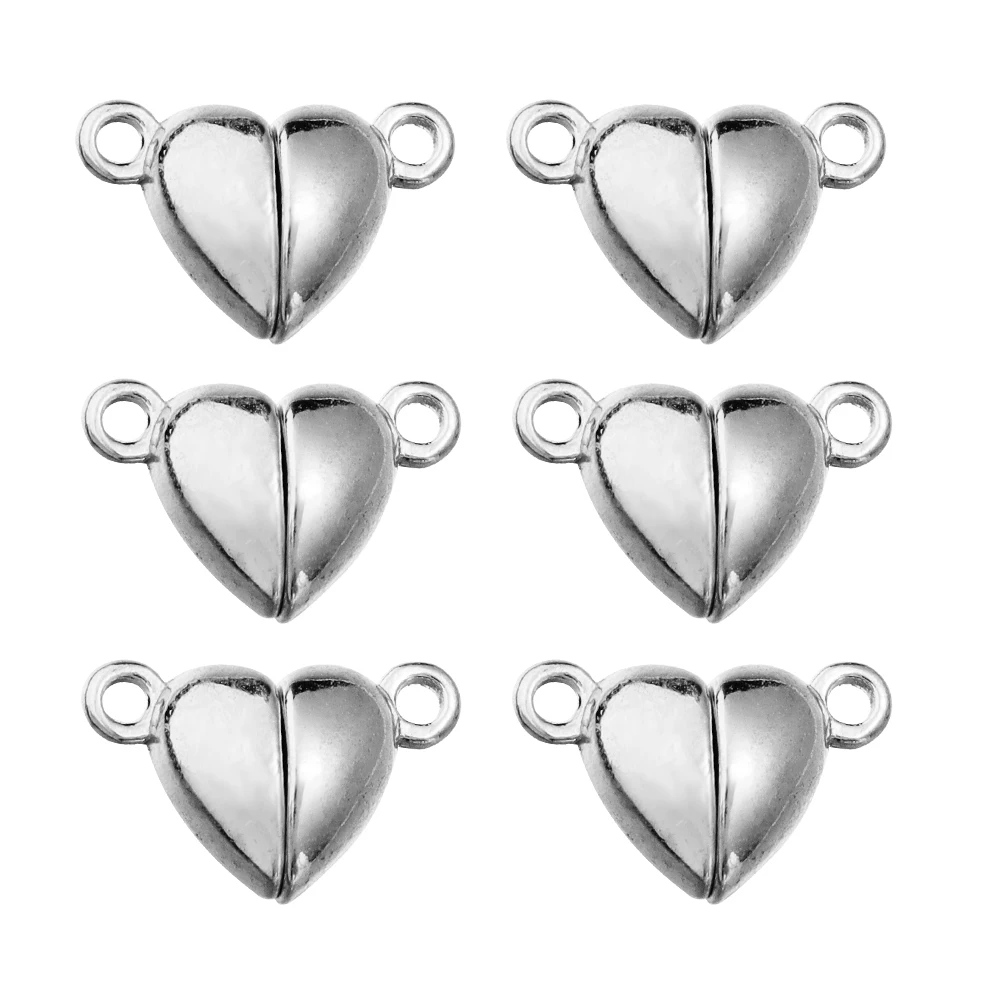 6PCS Fermoir Collier Aimanté Argent 925 Coeur Collier Fermoir Aimanté Bracelet Fermoir Magnetique Fermoir Bijoux Argent Fabrication Bijoux Attaches et Fermoirs Accessoire léger