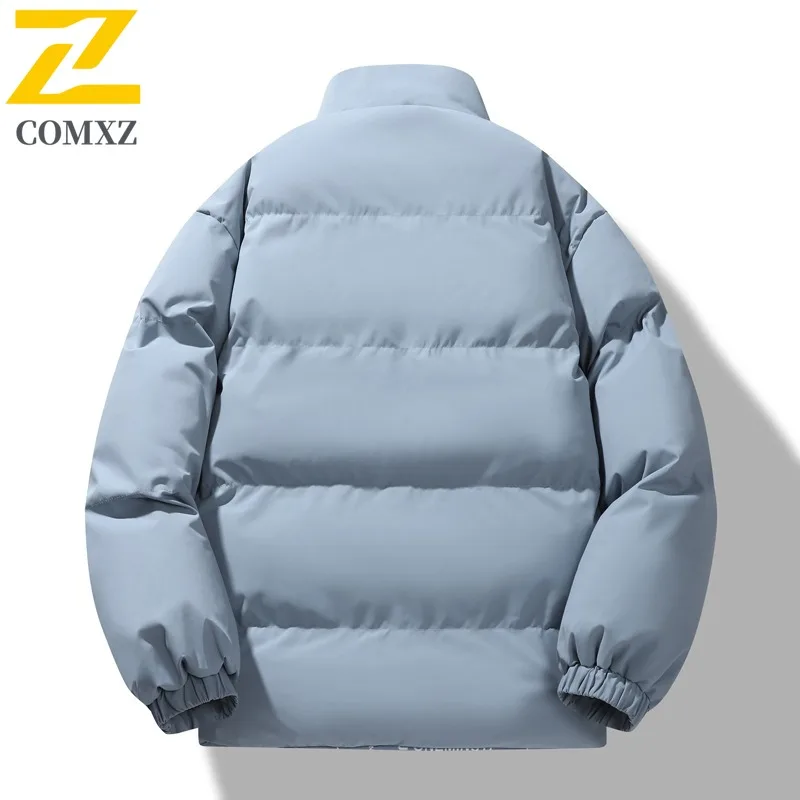 COMXZ Mens Padded Jacket Fashion Stand Collar Outdoor Cycling Thickened Warm Cotton Coat Street Lightweight Winter Jacket