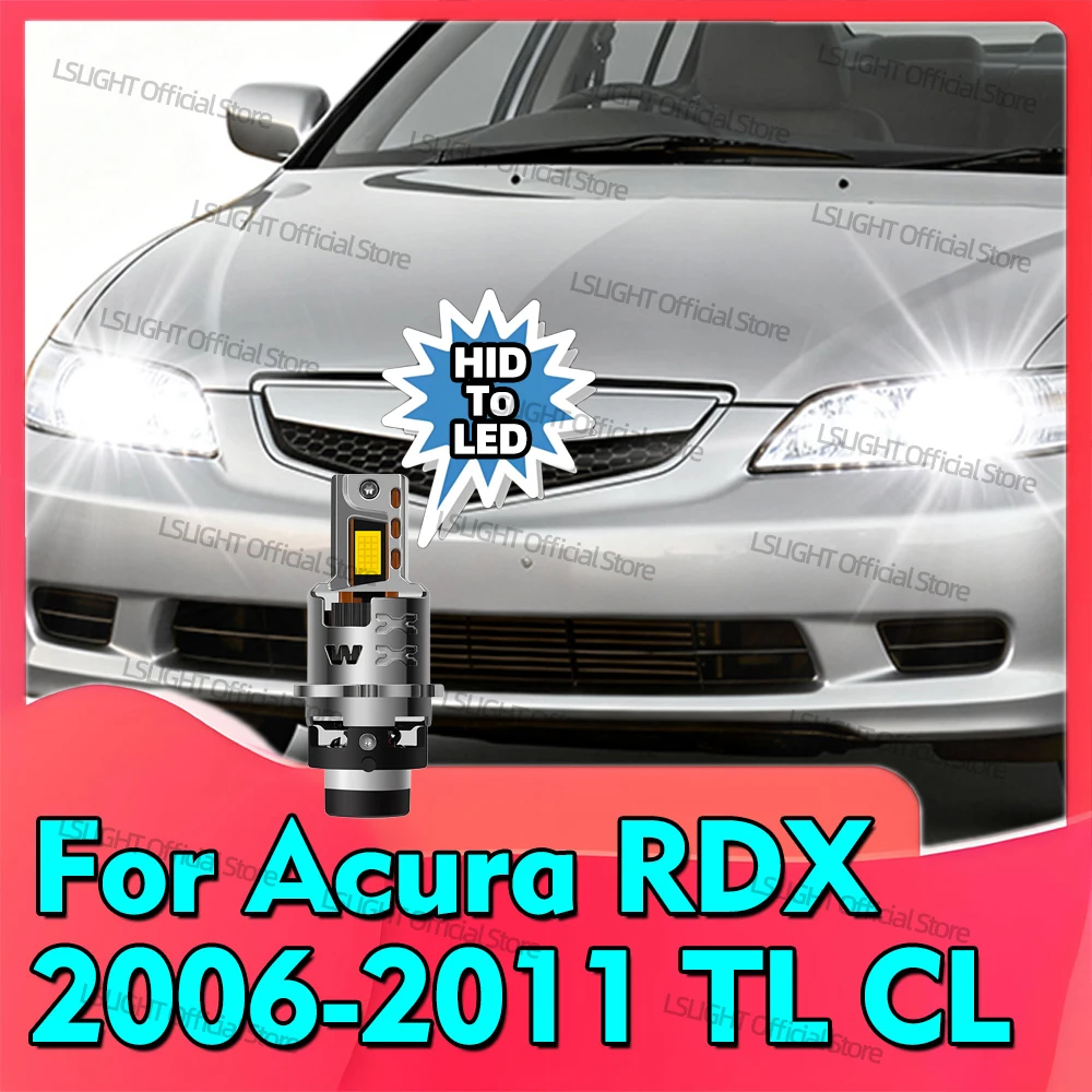2x Car Headlamp Bulb D2S D2R D2 HID To LED Headlights 12V 6000K For Acura RDX 2006-2009 2010 2011 For Acura TL CL 2001 2002 2003
