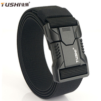 TUSHI Quick Release Aluminum Alloy Pluggable Buckle Elastic Belts For Men Durable Tactical Belt Cowboy Outdoor Army Belt Hunting