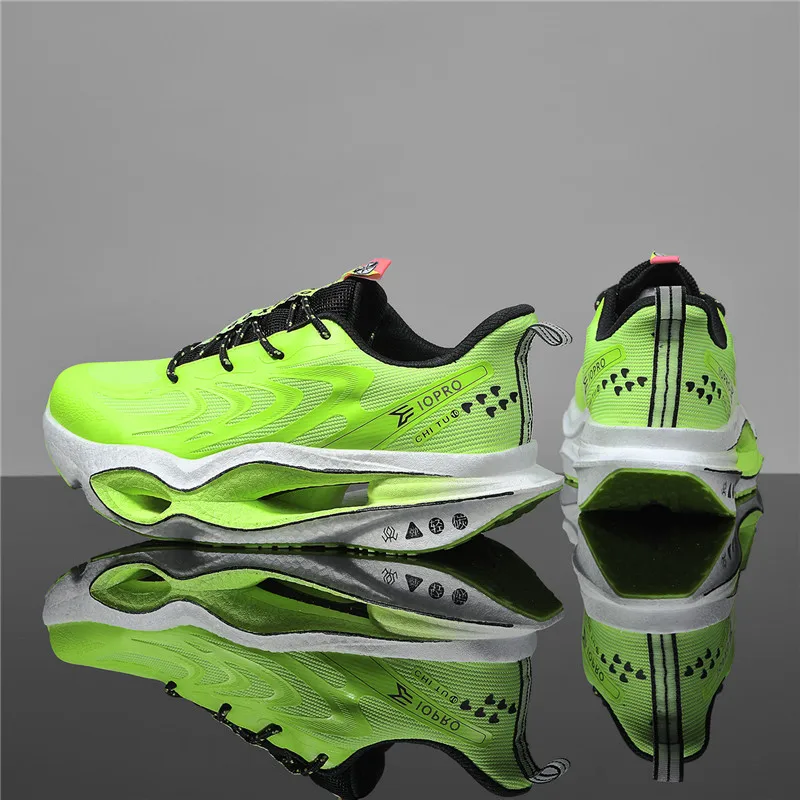 Herren-Laufschuhe mit durchbrochener Sohle, atmungsaktive Sportschuhe aus Mesh für den Sommer, hochelastische, stoßdämpfende Herrenschuhe mit dicker Sohle, die die Körpergröße erhöhen, leichte, rutschfeste und abriebfeste Herren-Laufschuhe für Outdoor-Aktivitäten, Fitness und den täglichen Gebrauch. – Detail 24