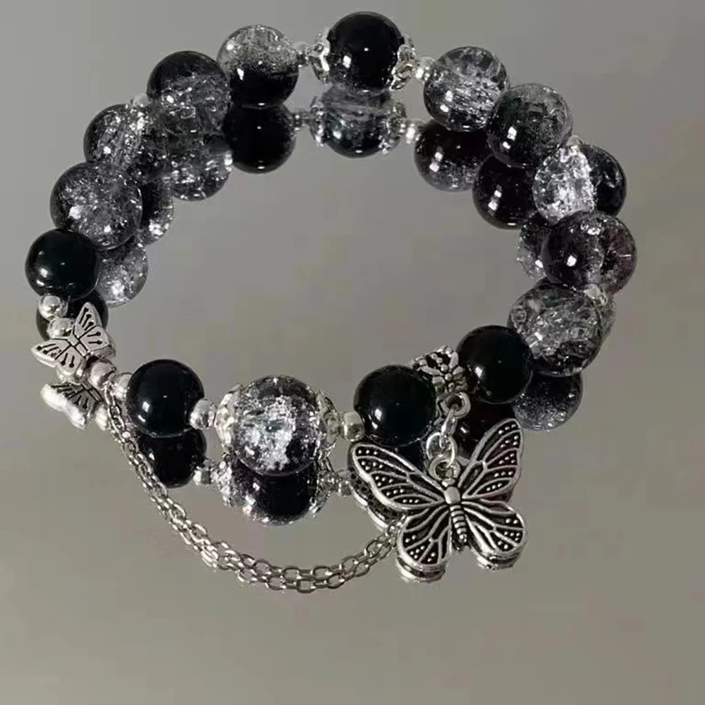 Niche Design Star Chain Tassel Bracelet for Women Fantasy Blue Crystal Beads Elastic Rope Bracelet Best Friend Jewelry Gifts image 4