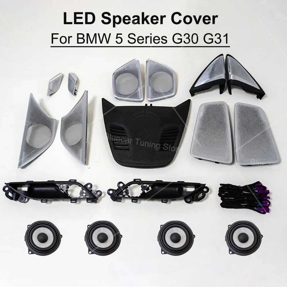 11 Colors LED Speaker Cover For BMW G30 5 Series Car Midrange Tweeter HiFi Music Stereo Horn Ambient Light Grille Decorate Refit