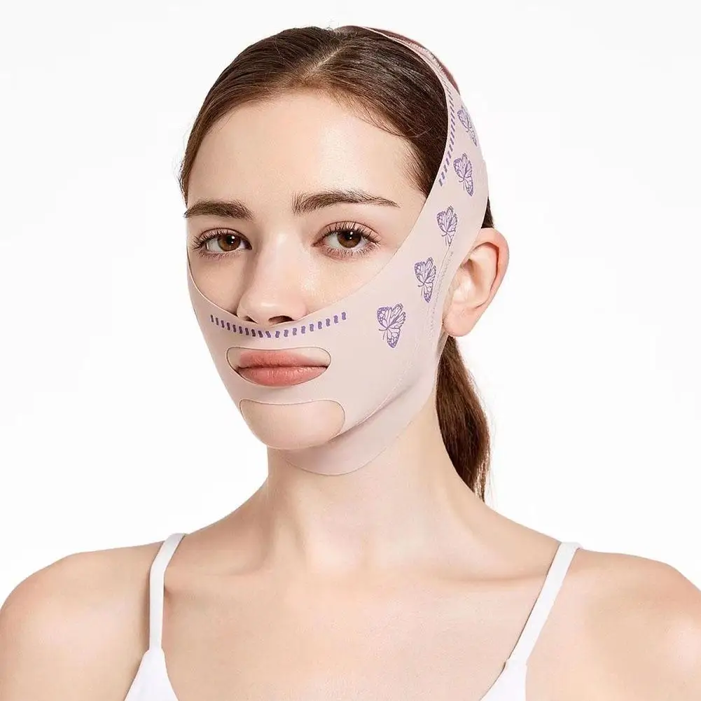 Dubbeldeks Gezicht Afslankende Bandage Vlinderpatroon Gezichtsriem Wang Beauty Up Band Line Shaper Riem V Tool Kin Lift Fac C6g4