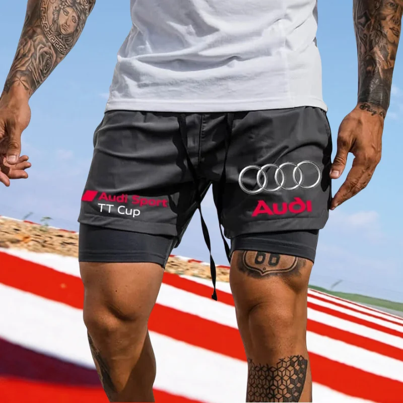 

Новые бестселлеры Audi, мужские быстросохнущие искусственные шорты из двух частей, высококачественные спортивные шорты, удобные повседневные дышащие шорты Moto