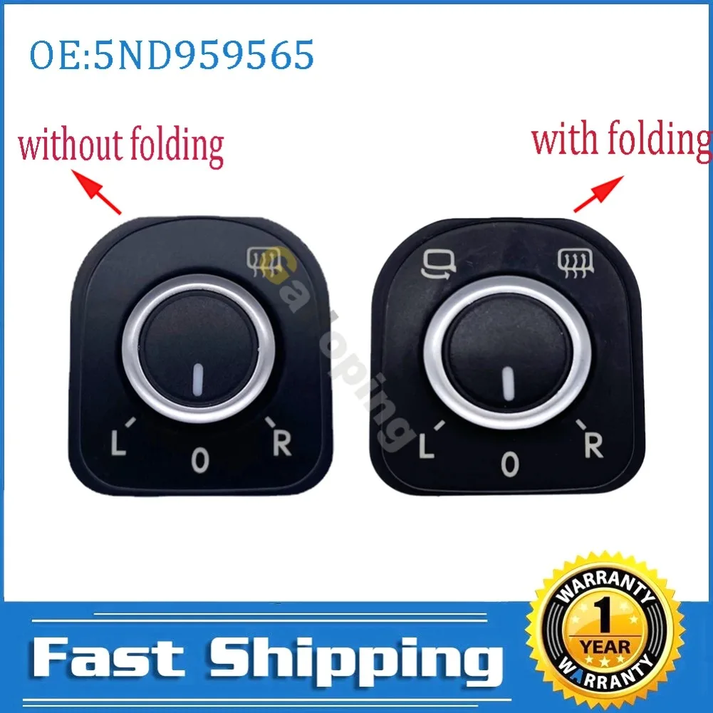 5ND959565 Perilla de Ajuste del Espejo Retrovisor Lateral Delantero Izquierdo para Volkswagen VW Golf MK5 MK6 Jetta MK5 Tiguan CC Sharan