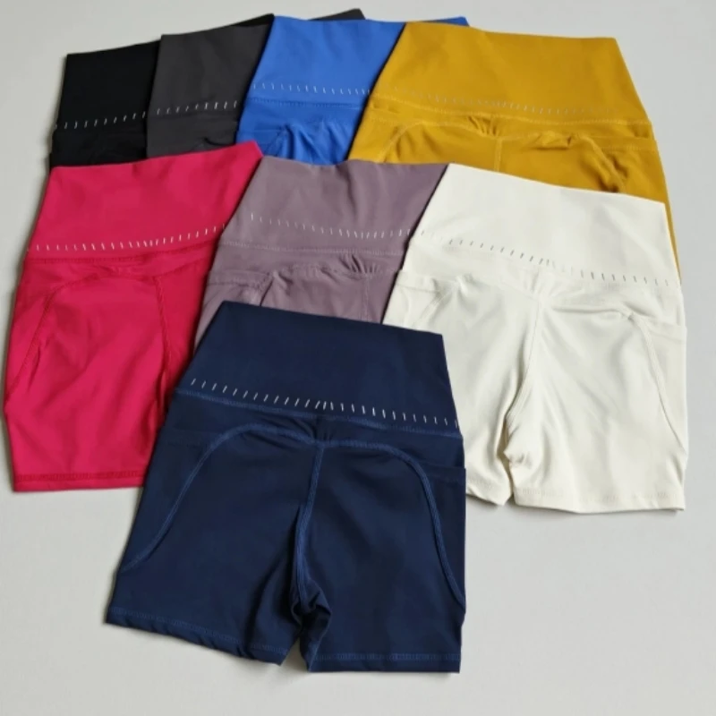 Nude High-Waisted Peach Three-Quarter Tight-Fitting Yoga Pants Quick-Drying Women Gym Fitness Pilates Running Shorts for Summer