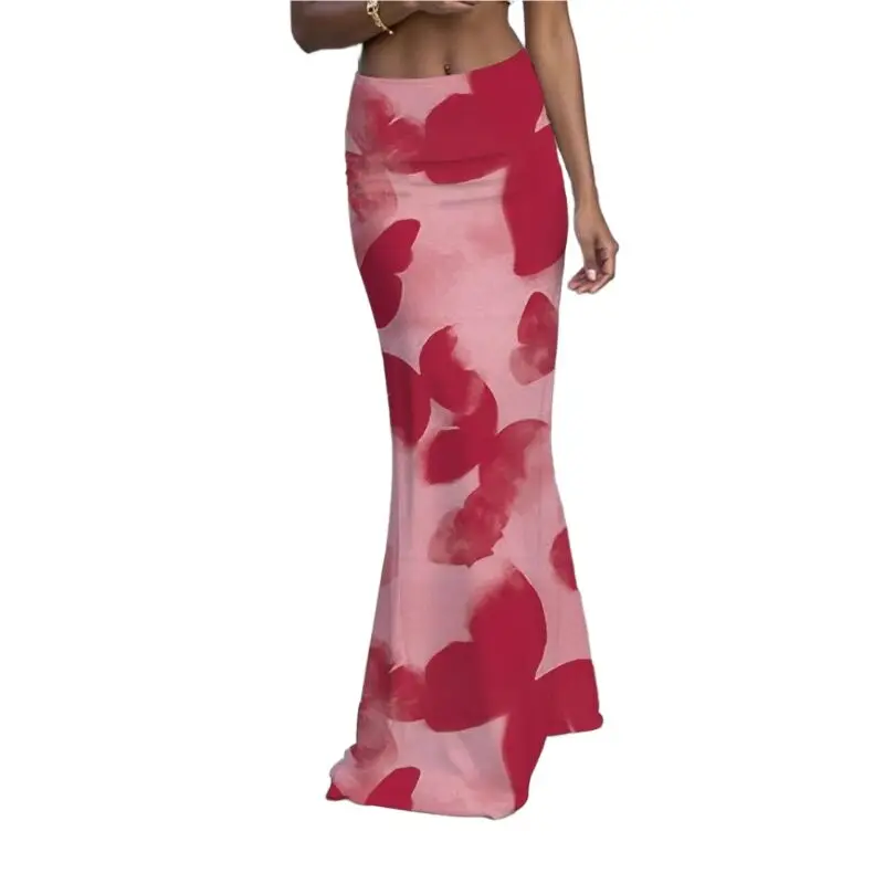 

Fashion Butterfly Printed Skirts Womens 2025 Long Skirts For Women Summer Ladies Jupe Bodycon Knit Hip Skirt Beach Saia