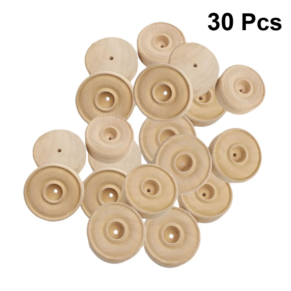 

30 Pcs Wood Wheels Toy Accessories Durable Safe Crafts Supplies DIY Handmade Creative Projects Models Making Sewing Tools