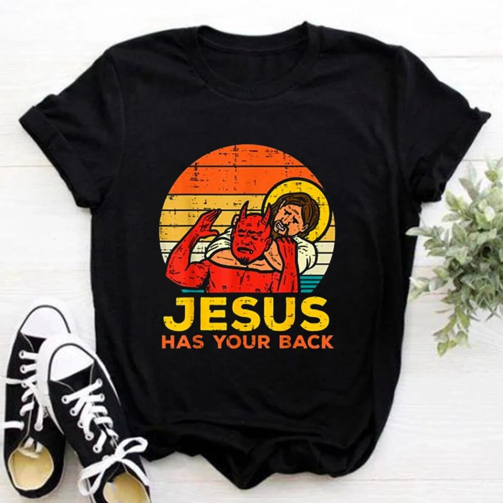 Jesus Cross Christian Cotton T-Shirts Printed Men Women Casual Short Sleeve T Shirt Oversized Harajuku Unisex Tees Tops Clothing