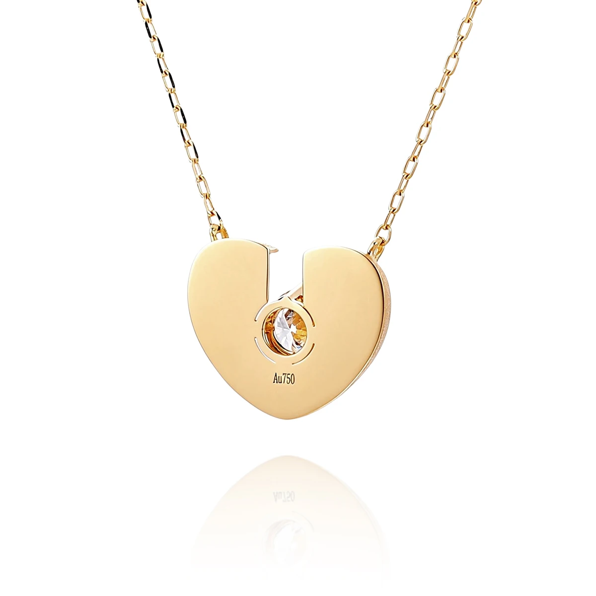 Provence 18K Yellow Gold Split Heart Lab Grown Diamond Pendant Necklace Fine Jewelry for Birthday Anniversary And Daily Wear