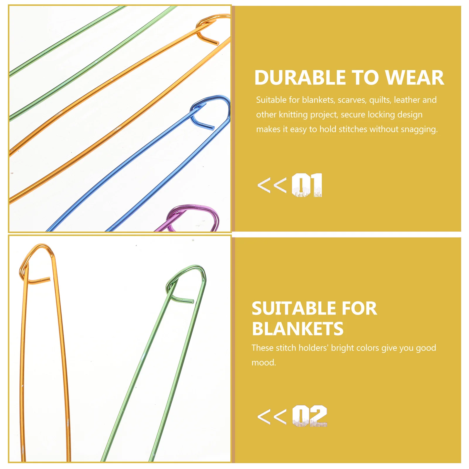 

12Pcs Stitch Holders Set Premium Aluminum Assorted Sizes Colors Durable Lightweight for Knitting Crochet Needle Craft