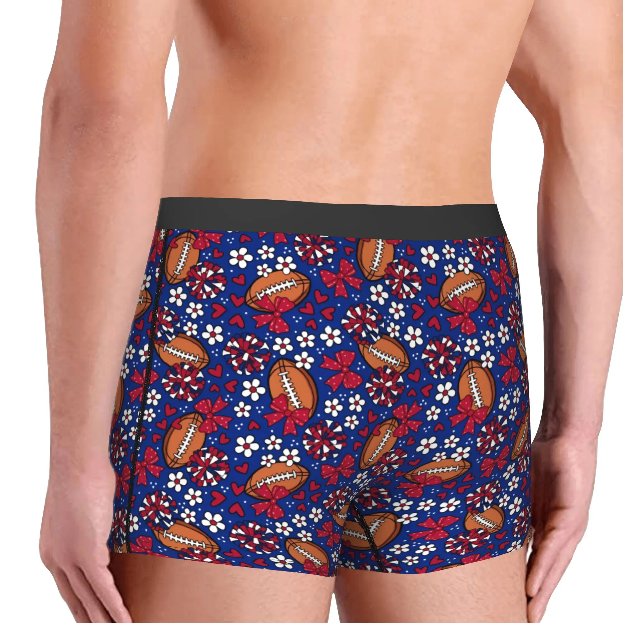 Rugby Union Cheer Bows Football  Underwear Male Printed Red And Blue Boxer Briefs Shorts Panties Soft Underpants