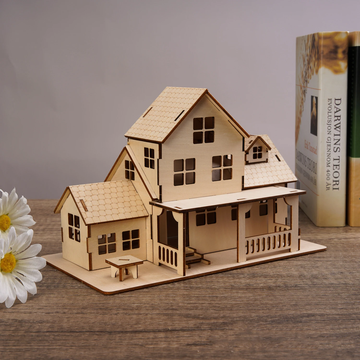 DIY 3D Holz Mini Landhaus Miniatur Modellbausätze Zusammengebaute Puzzles für Kinder Pädagogische Geschenke Home Decor