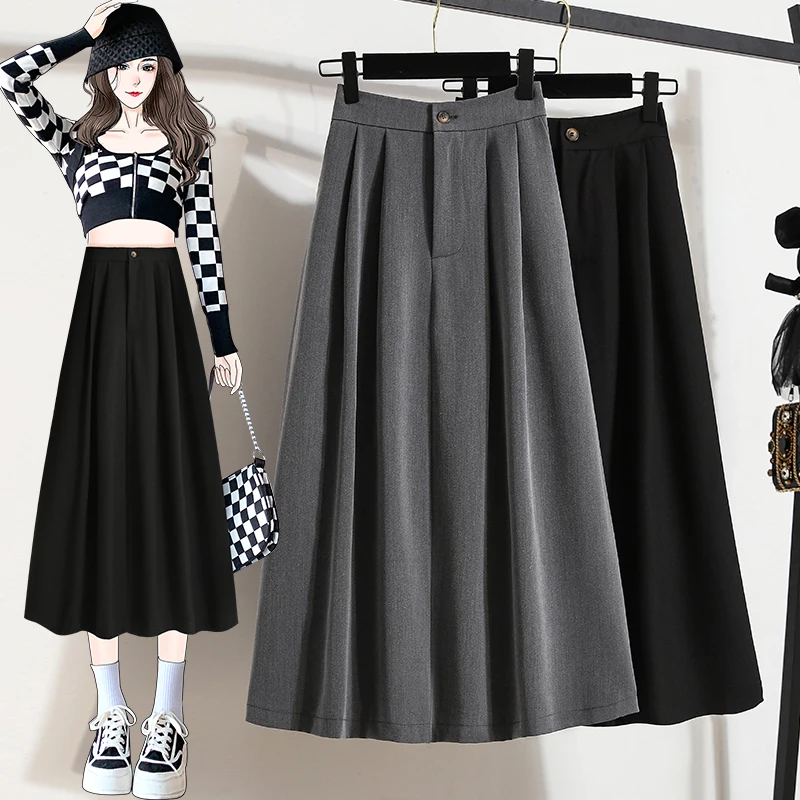 

Новая летняя женская юбка-костюм с завышенной талией, прямого кроя, в корейском стиле, А-силуэт, длинная, для стройности фигуры