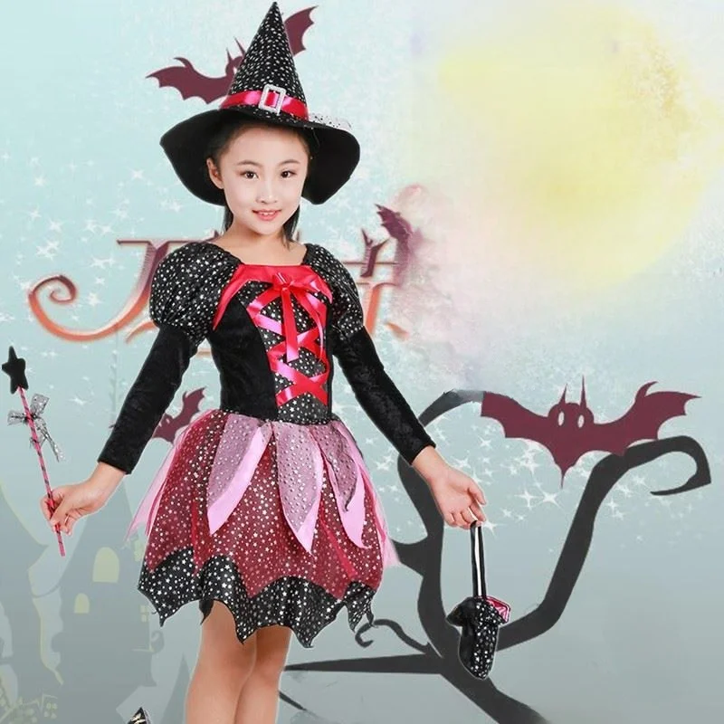 Disfraz de Bruja para Niños de loween, Túnica de Hada, Falda Mágica, Traje de Niña, Vestido para aciones Escénicas