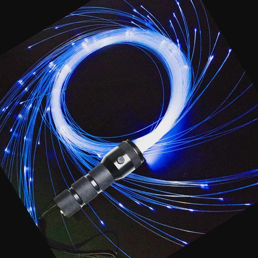 LED Fiber Optic Dancing Space Whip 6ft 360° Swivel 40 Display Battery Powered Pixel Rave Flow Super Bright Light Up EDM Music