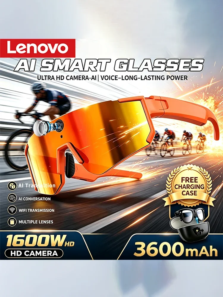 AliExpress Lenovo 2400w Photo ChatGPT AI Smart Camera Glasses Anti-shake 1080P Video Cycling Sport Sunglasses DualMic 32GB Windproof Goggle