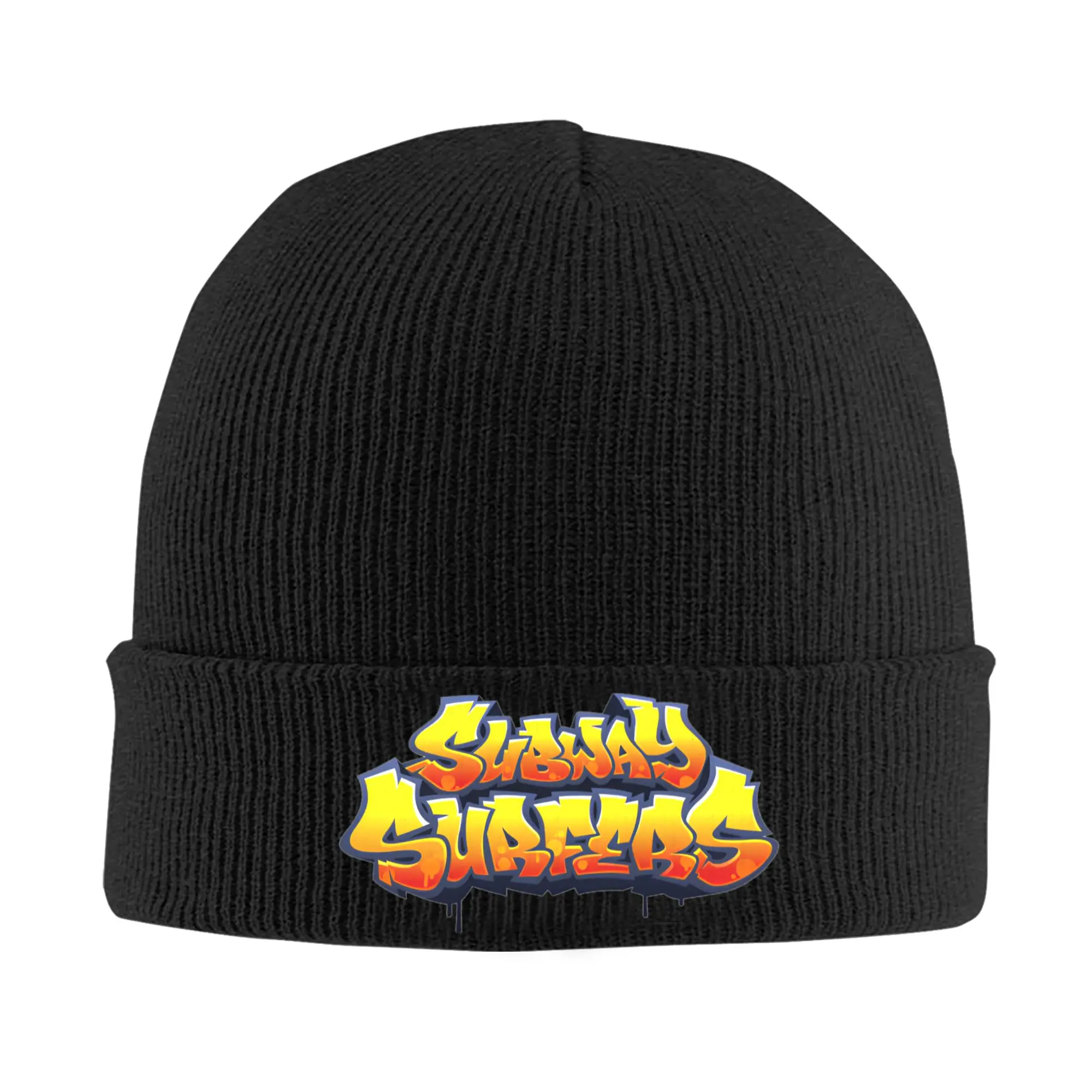 Subway Surfers Logo Knitted Caps Women's Men's Beanies Autumn Winter Hats Acrylic  Video Game Warm Cap