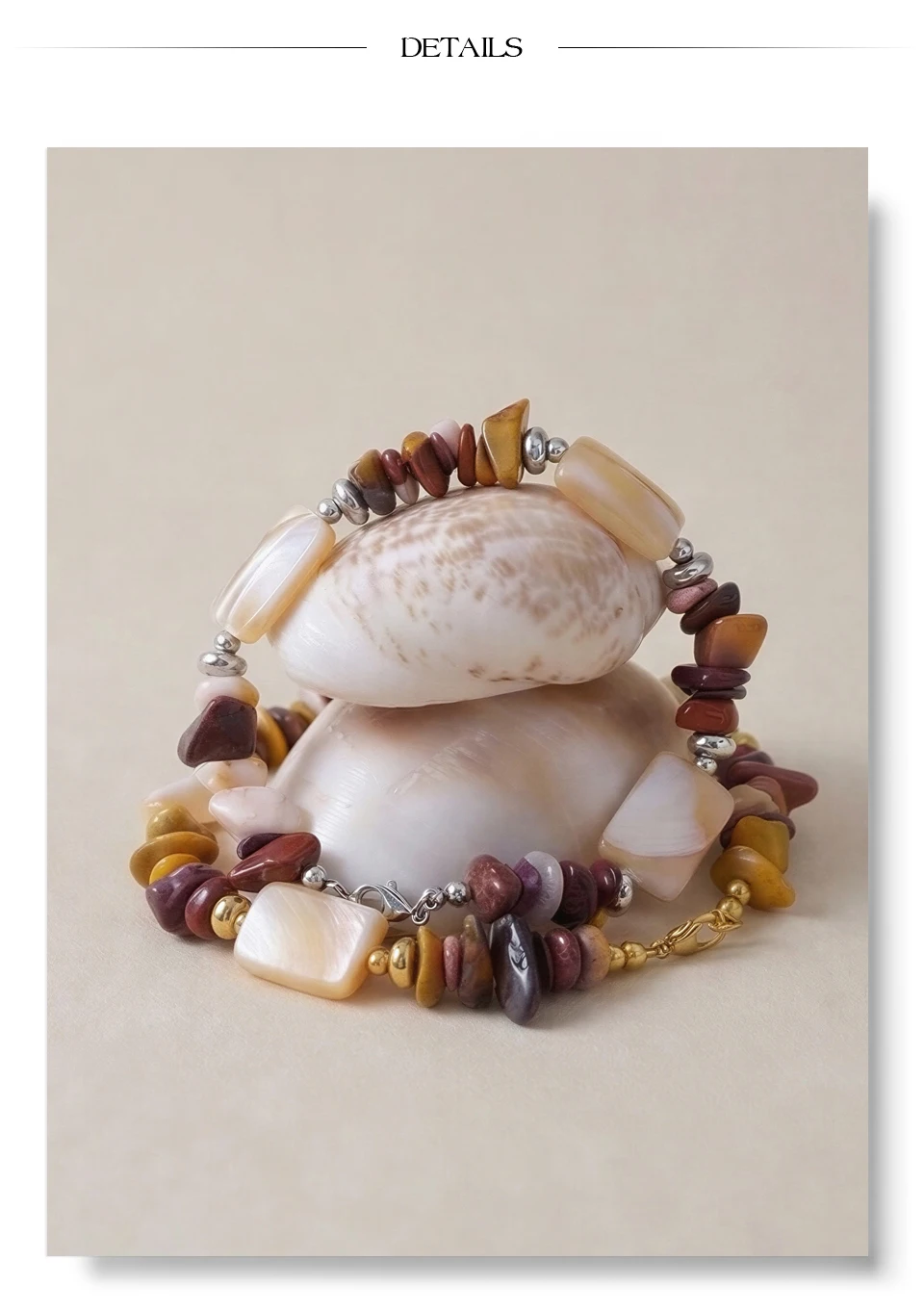 Yhpup Edelstahl Naturstein Muschelketten-Armband 2026 Sommer Mode Perlen Handgefertigter Handgelenkschmuck Geschenk Wasserdicht – Detail 6