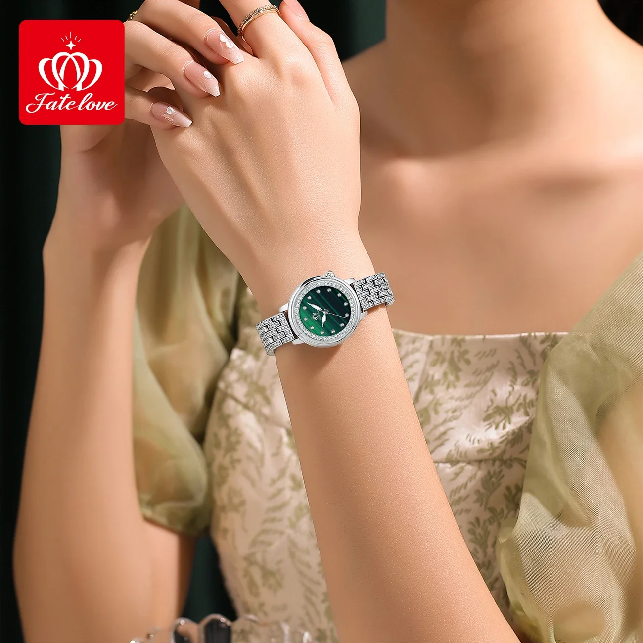 Fate Love 817 orologio al quarzo di lusso per donna Business orologio da polso impermeabile in acciaio inossidabile con diamanti eleganti orologi da donna