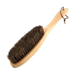 Horse Hair Brush Wooden Handle Shoe Polish Brush Soft Horsehair Laundry Cleaning Brush Tool Anti-Static Clean Cloth Clothes Care