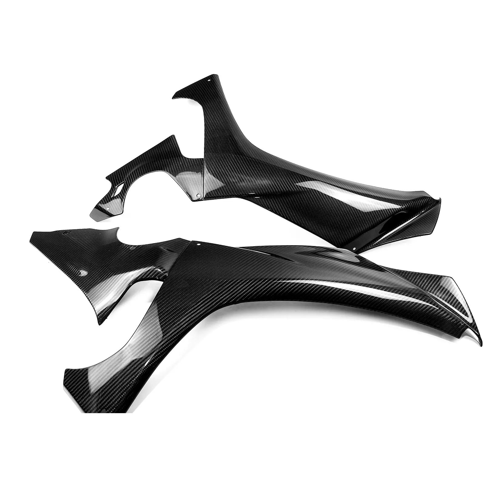 Large side panels made of 3K twill carbon fiber, suitable for YZF-R1 motorcycle parts from 2020 onwards.