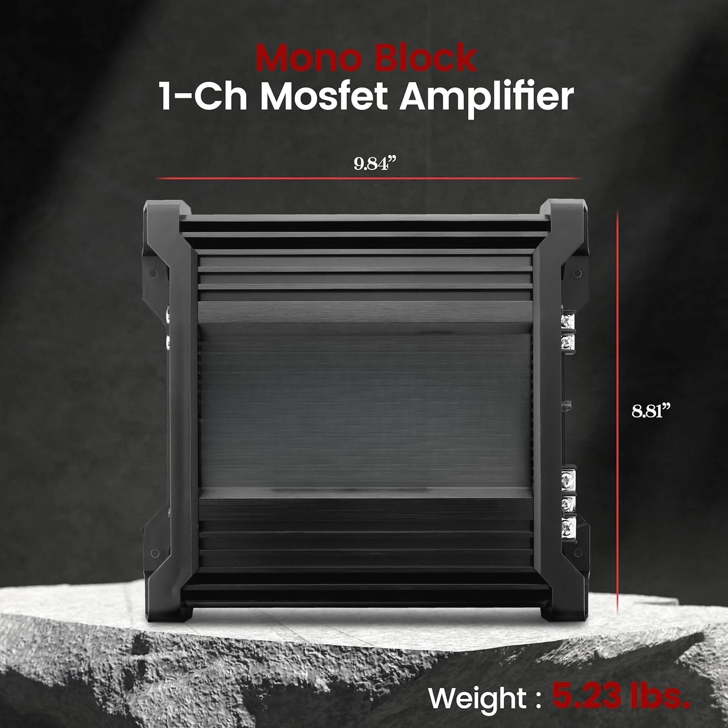

Mono-Block Amplifier - 2 Ohm Stable, Heritage Series Amplifier,Low Pass Filter, Chrome RCA Inputs, Power Speaker Terminals